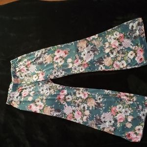 Park Avenue Teal/Green Floral Pants Large